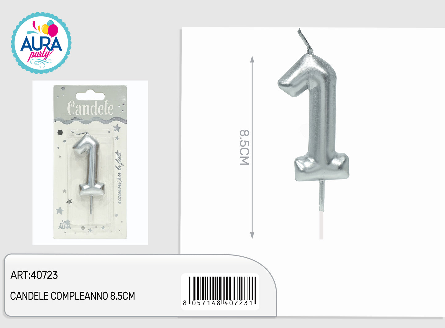 candele compleanno 8.5cm argento 1