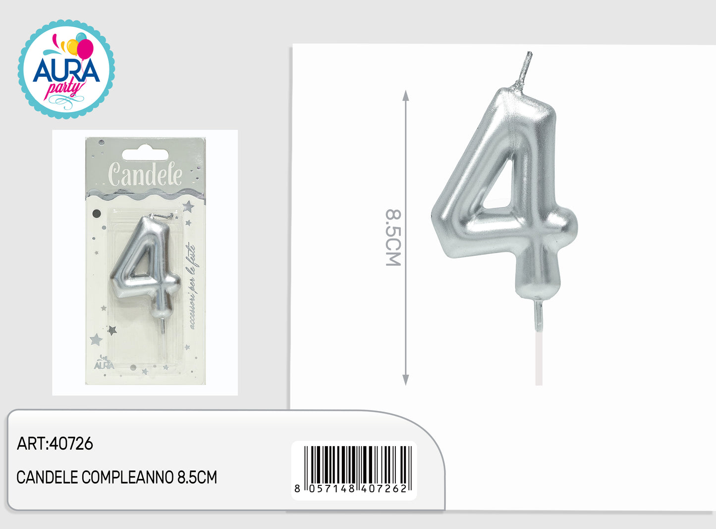 candele compleanno 8.5cm argento 4