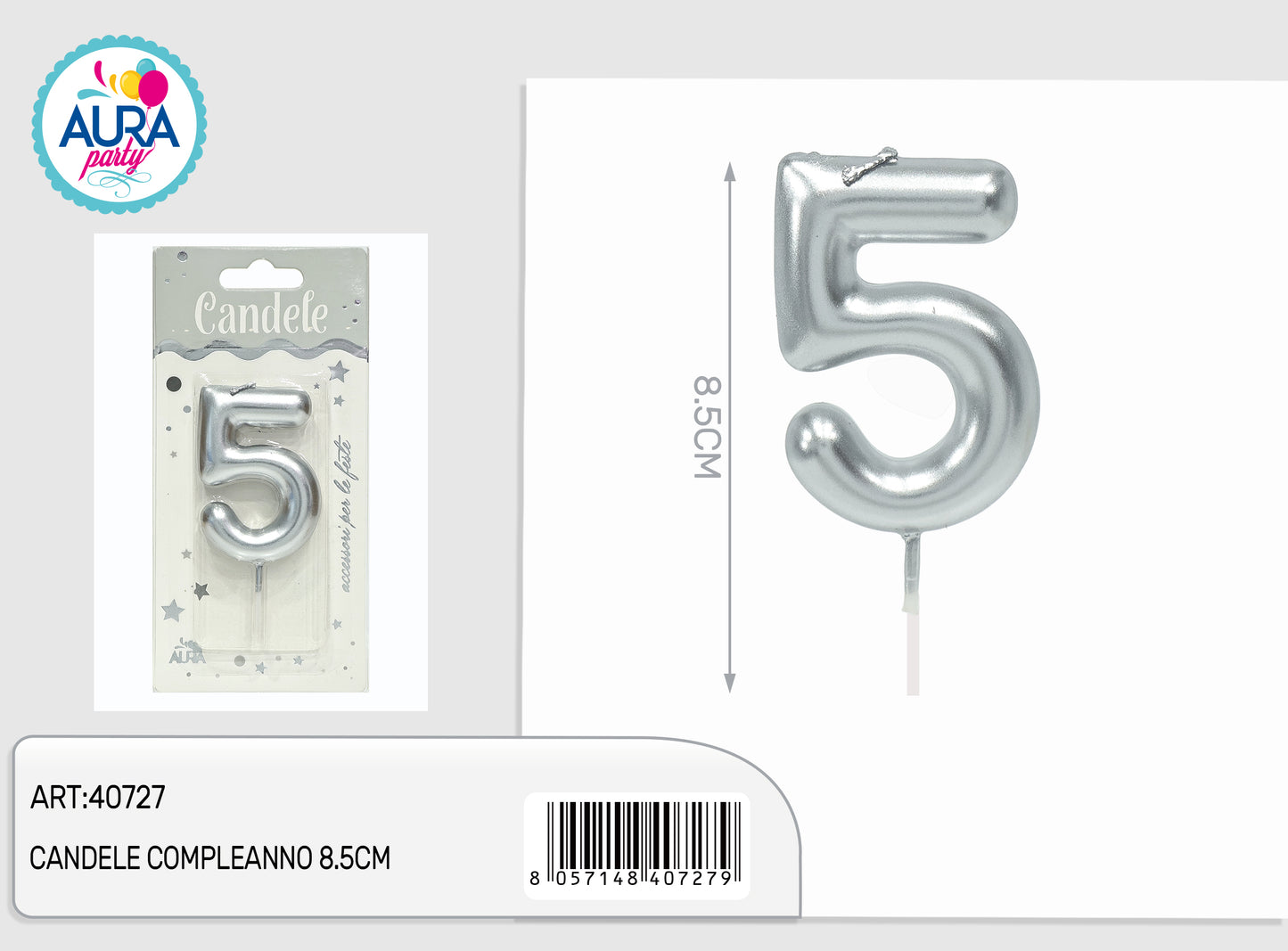 candele compleanno 8.5cm argento 5