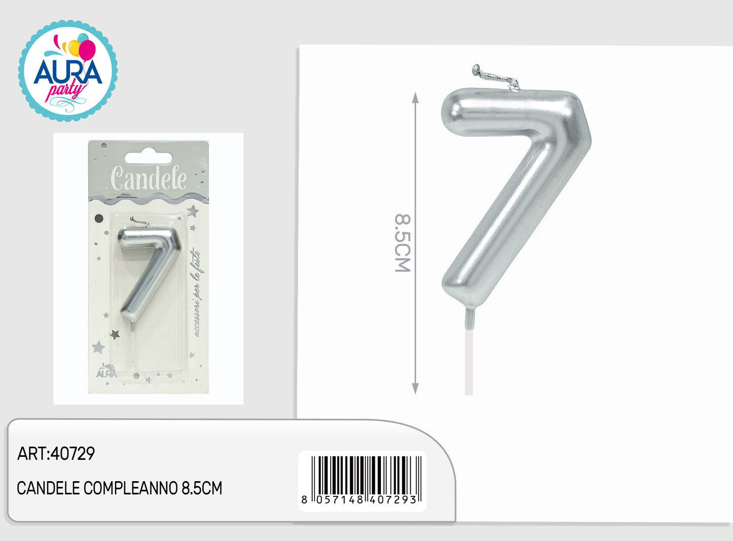 candele compleanno 8.5cm argento 7