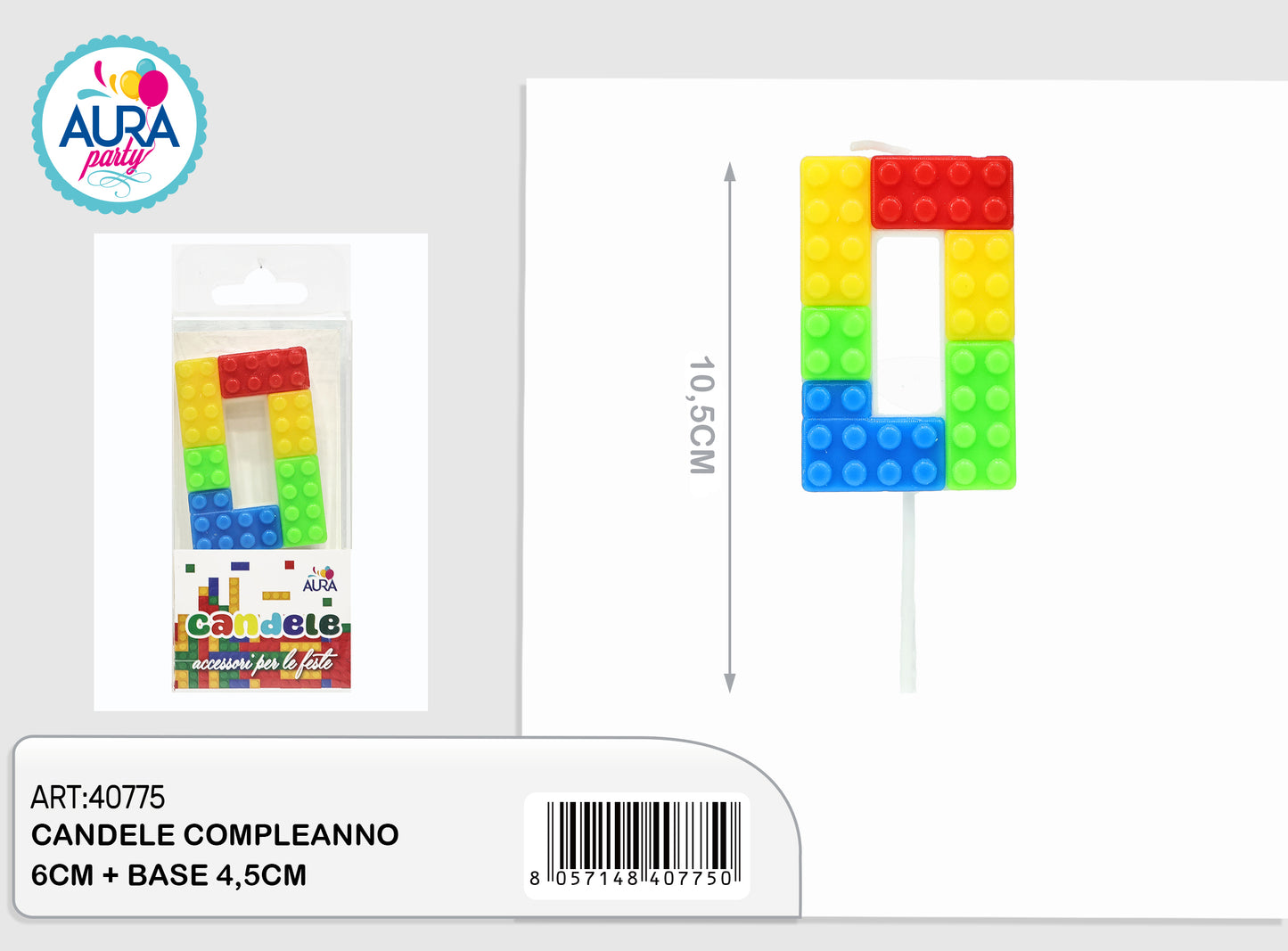 candele compleanno 0 multicolore 12,5cm