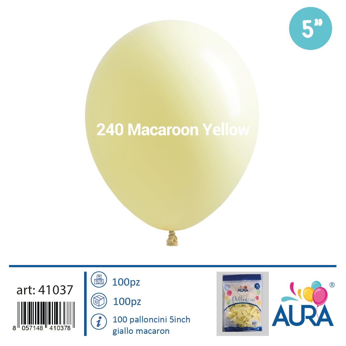 5-inch yellow macaron balloons 100pcs