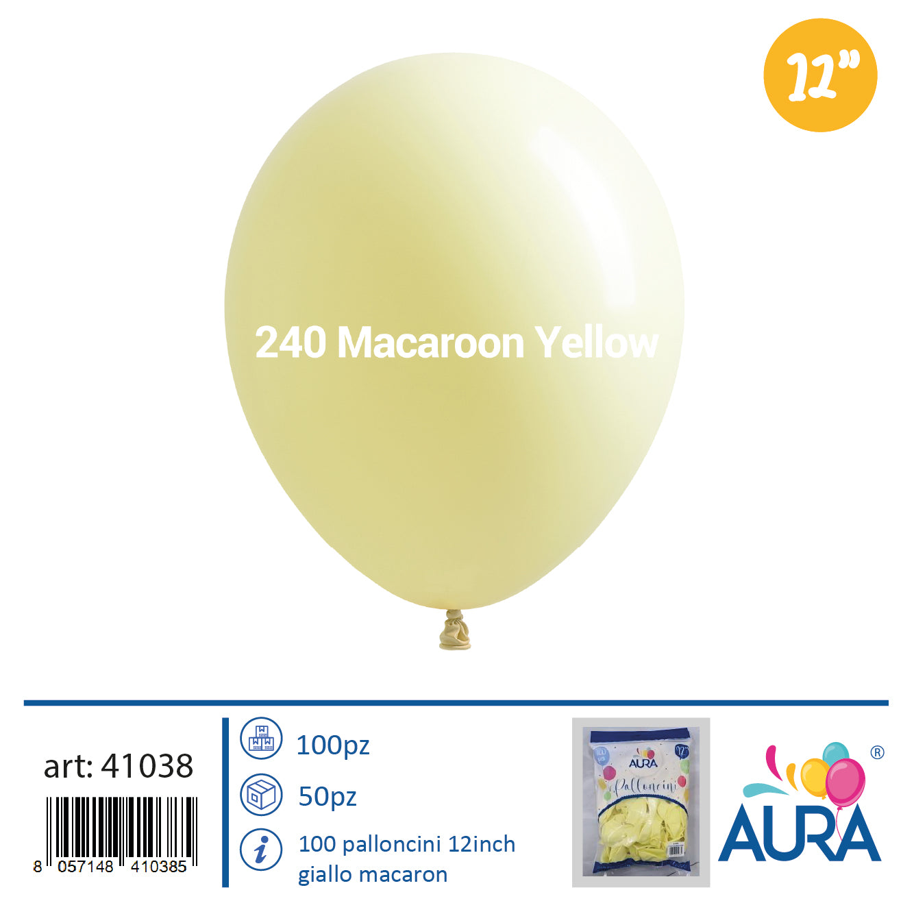 12-inch yellow macaron balloons 100pcs