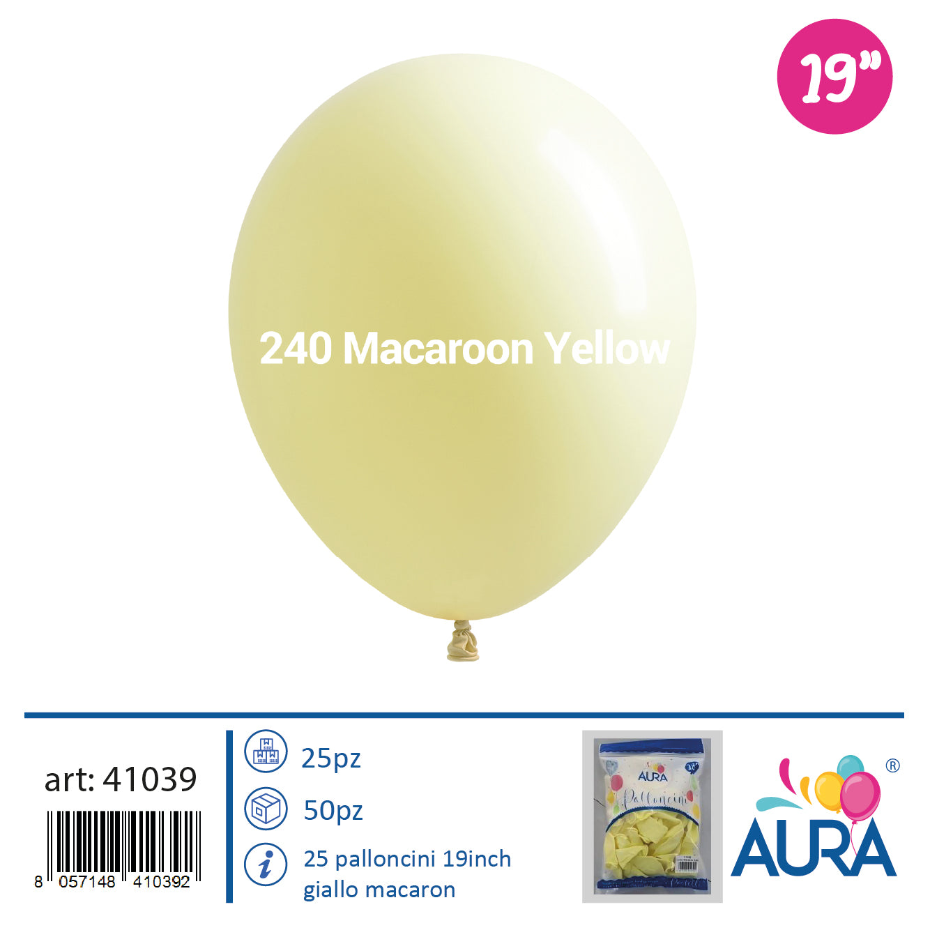 19-inch yellow macaron balloons 25pcs