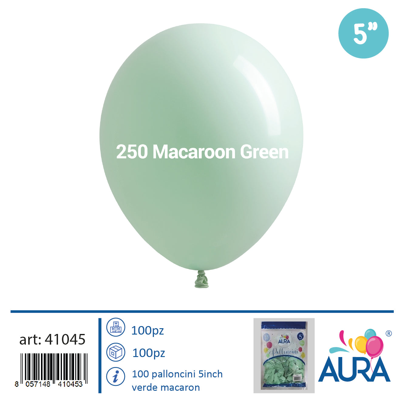5-inch macaron green balloons 100pcs