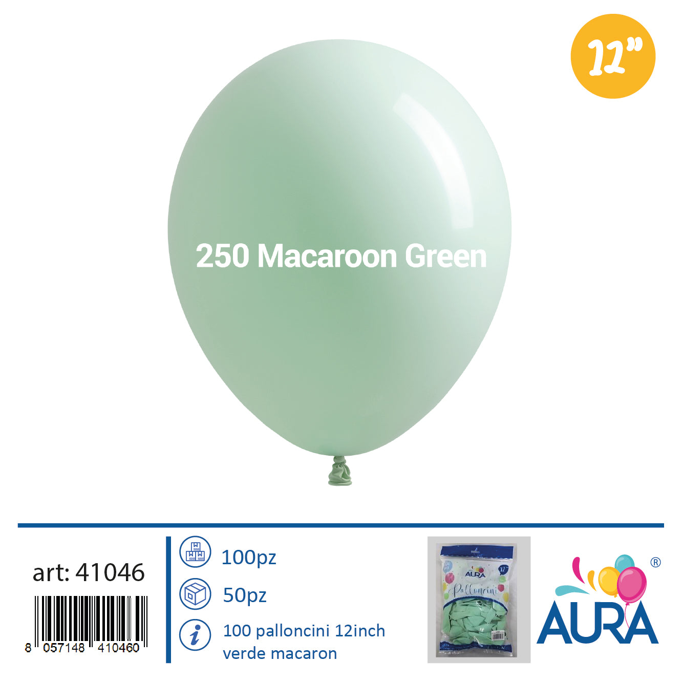 12-inch macaron green balloons 100pcs