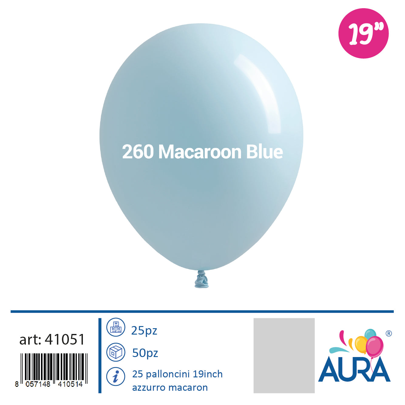 19-inch blue macaron balloons, 25 pieces