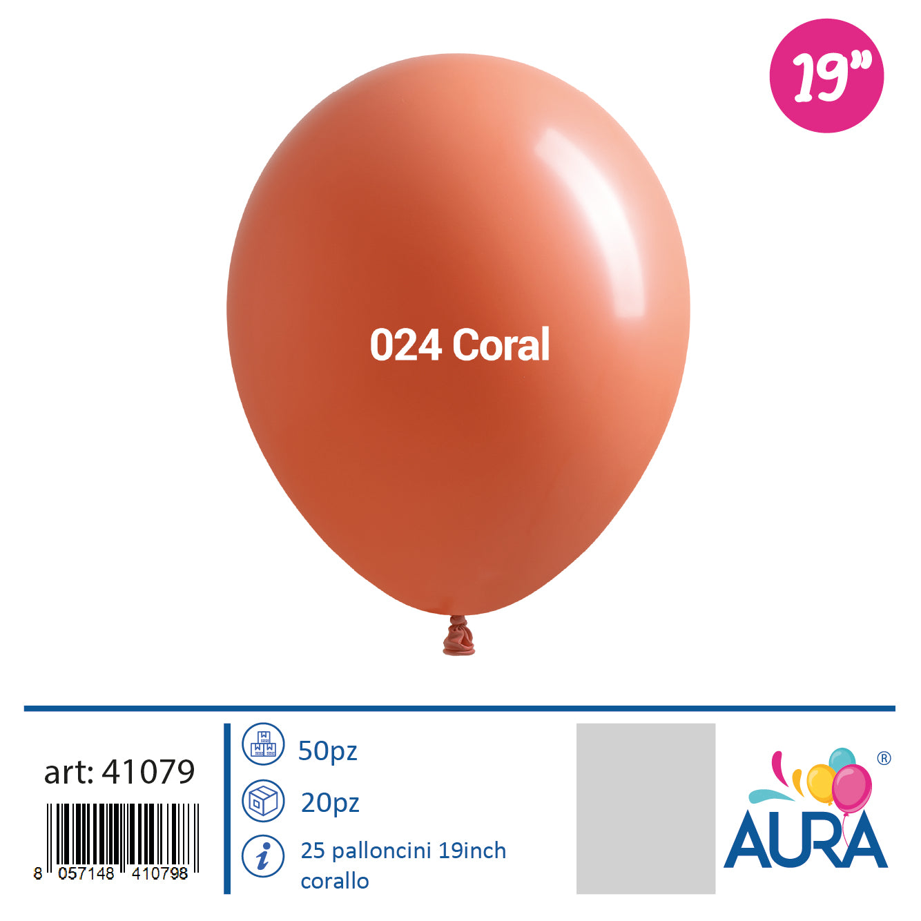 Palloncini 19 inch corallo 25pz