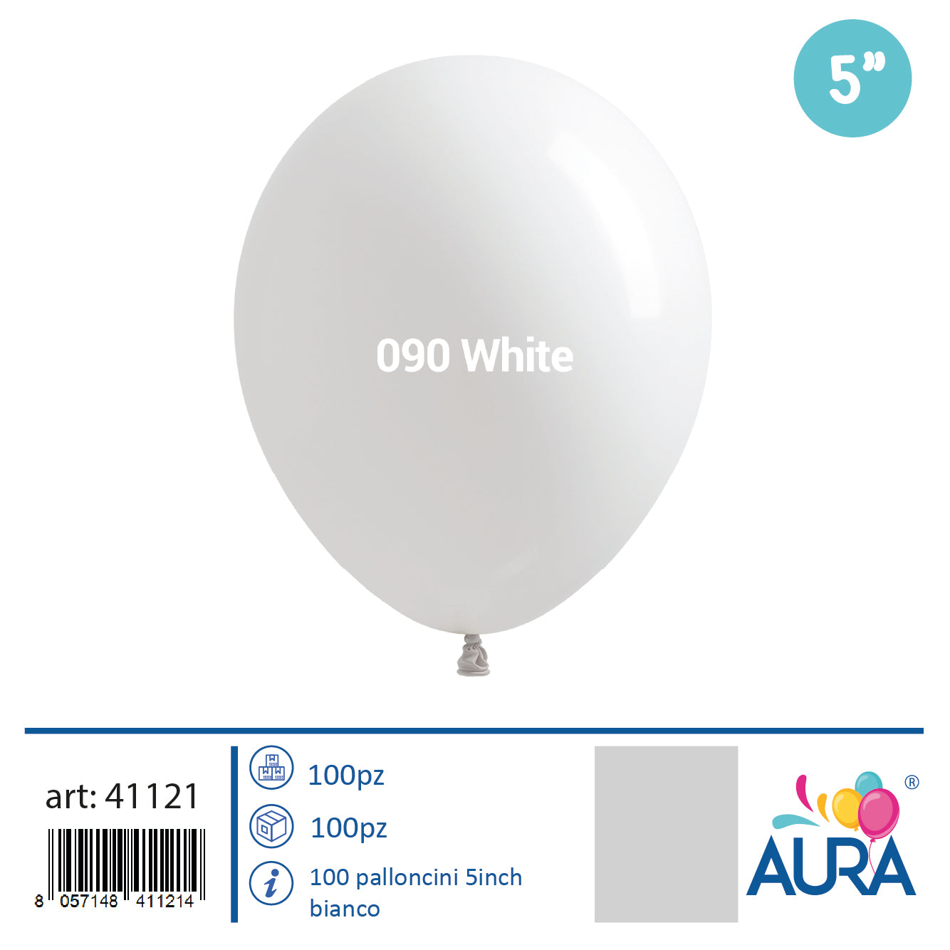 Palloncini 5 inch bianco 100pz