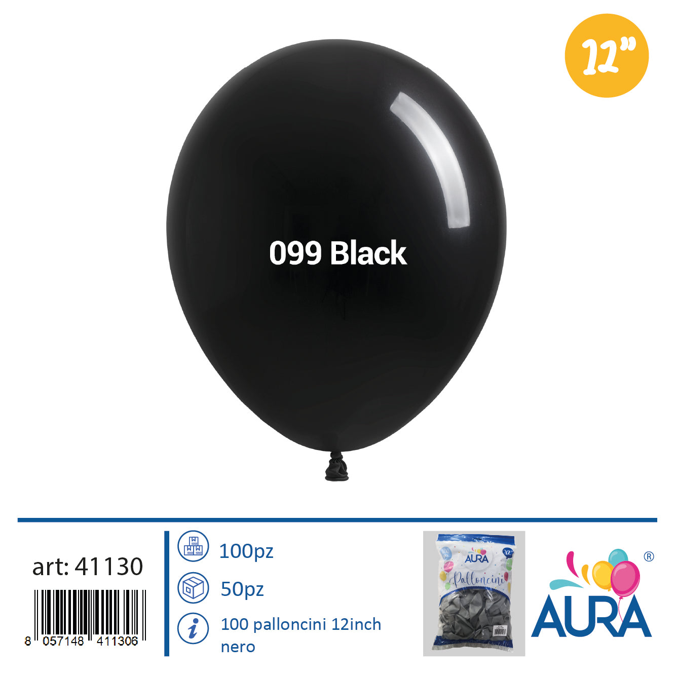 Palloncini 12 inch nero 100pz