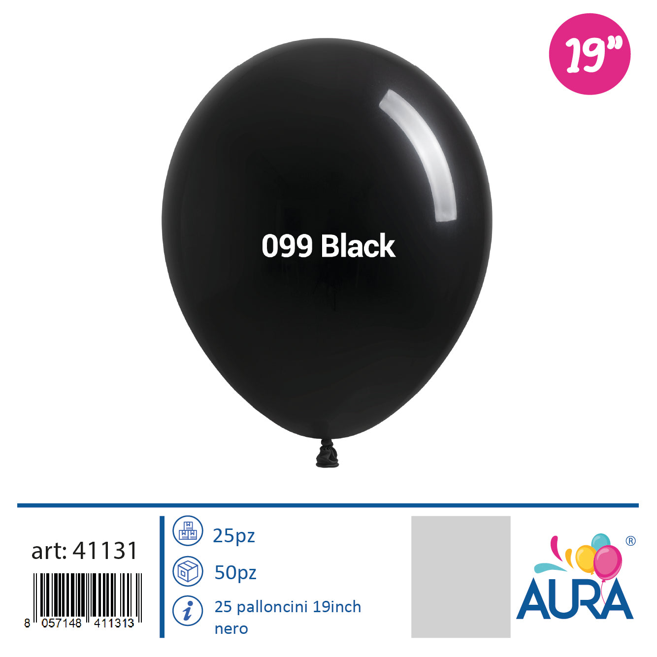 Palloncini 19 inch nero 25pz