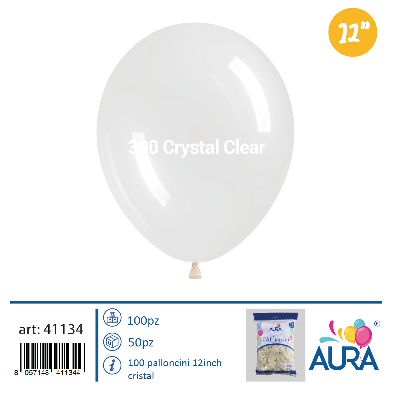 Palloncini 12 inch crystal 100pz