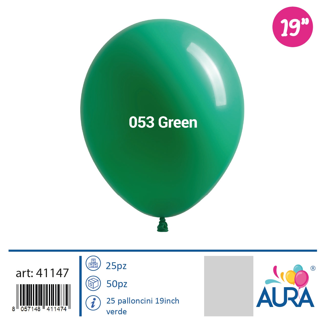 Palloncini 19 inch verde 25pz