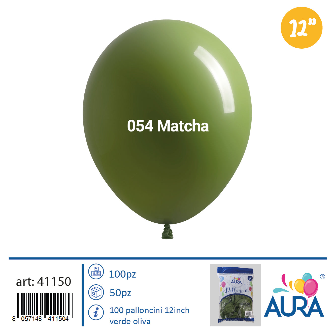 Palloncini 12 inch verde oliva 100pz