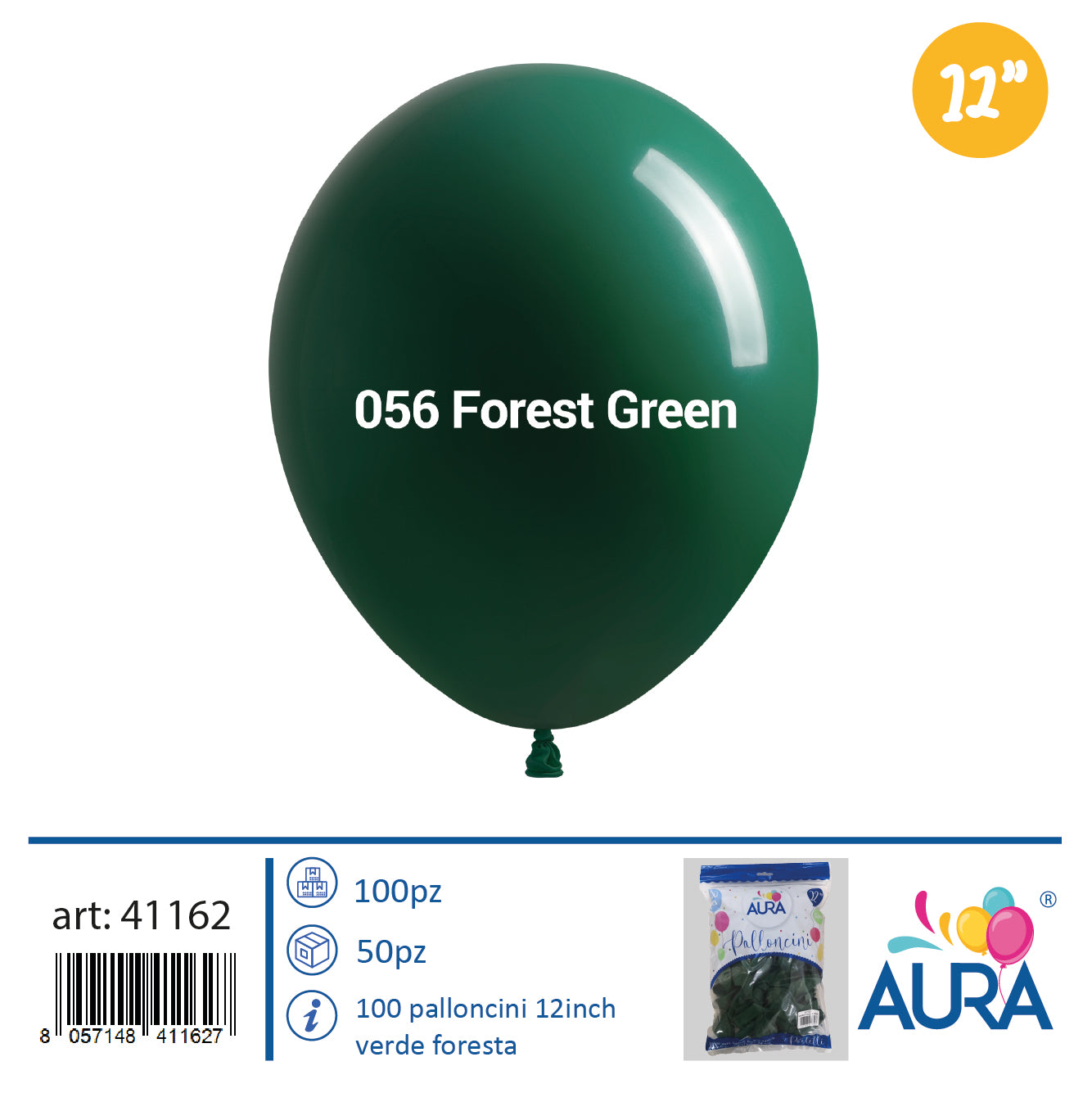 Palloncini 12 inch verde foresta 100pz