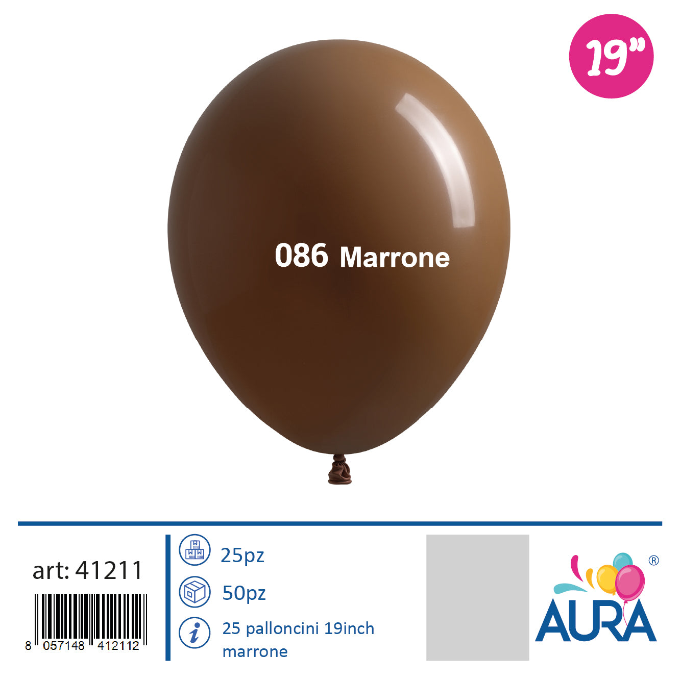 Palloncini 19 inch marrone 25pz