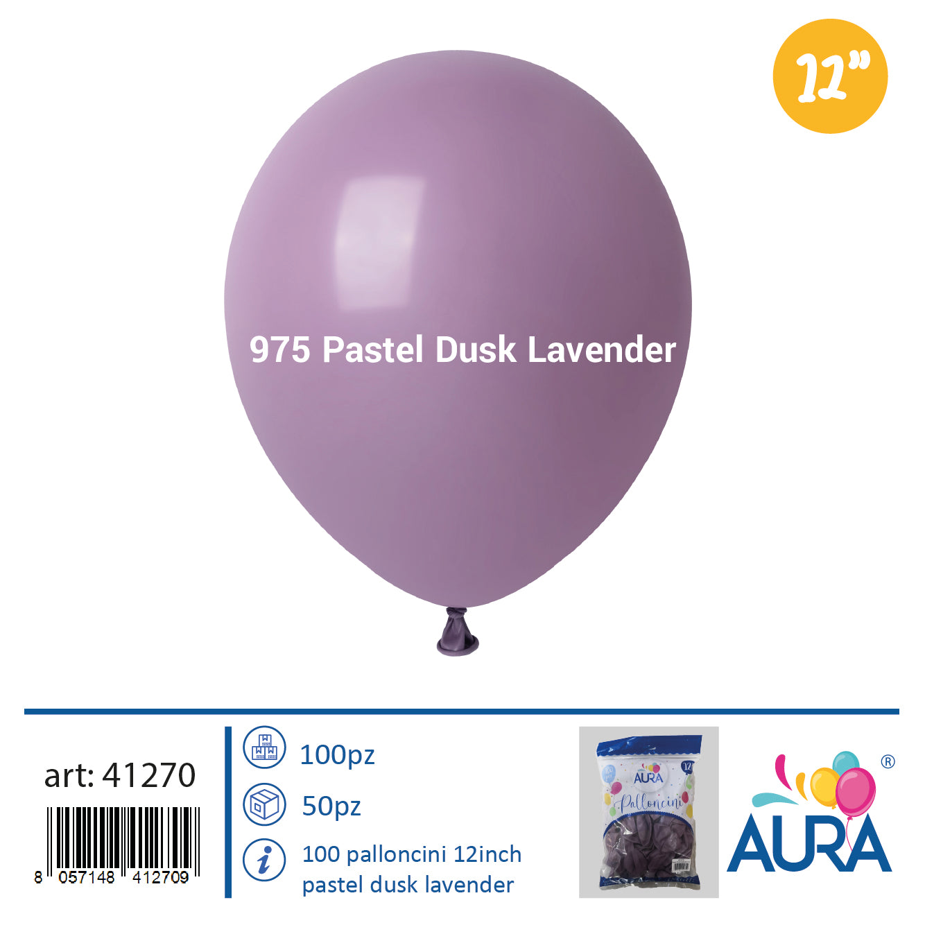 Palloncini 12 inch pastel dusk lavender 100pz