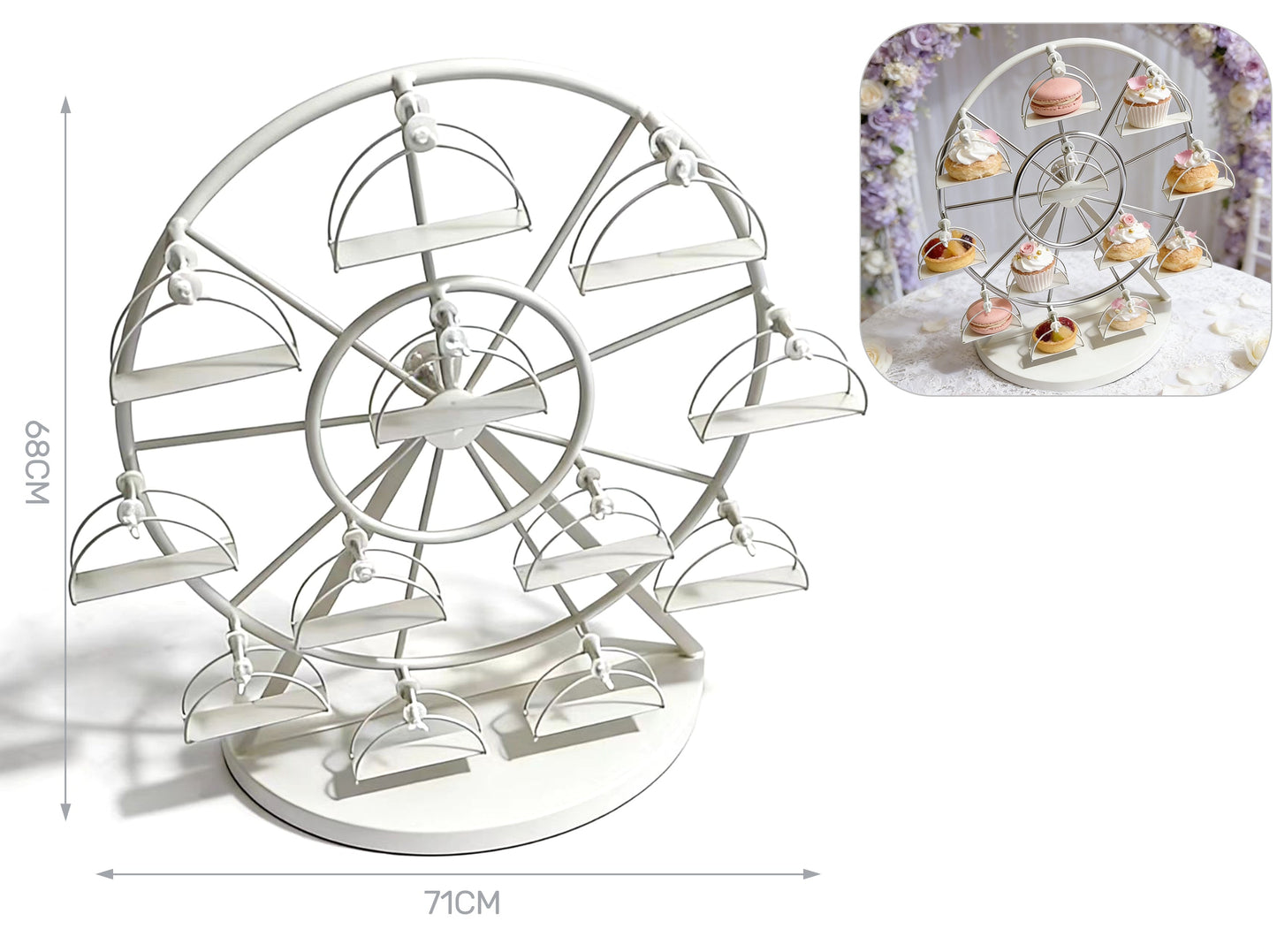 Espositore ruota panoramica bianca in metallo 71x68cm