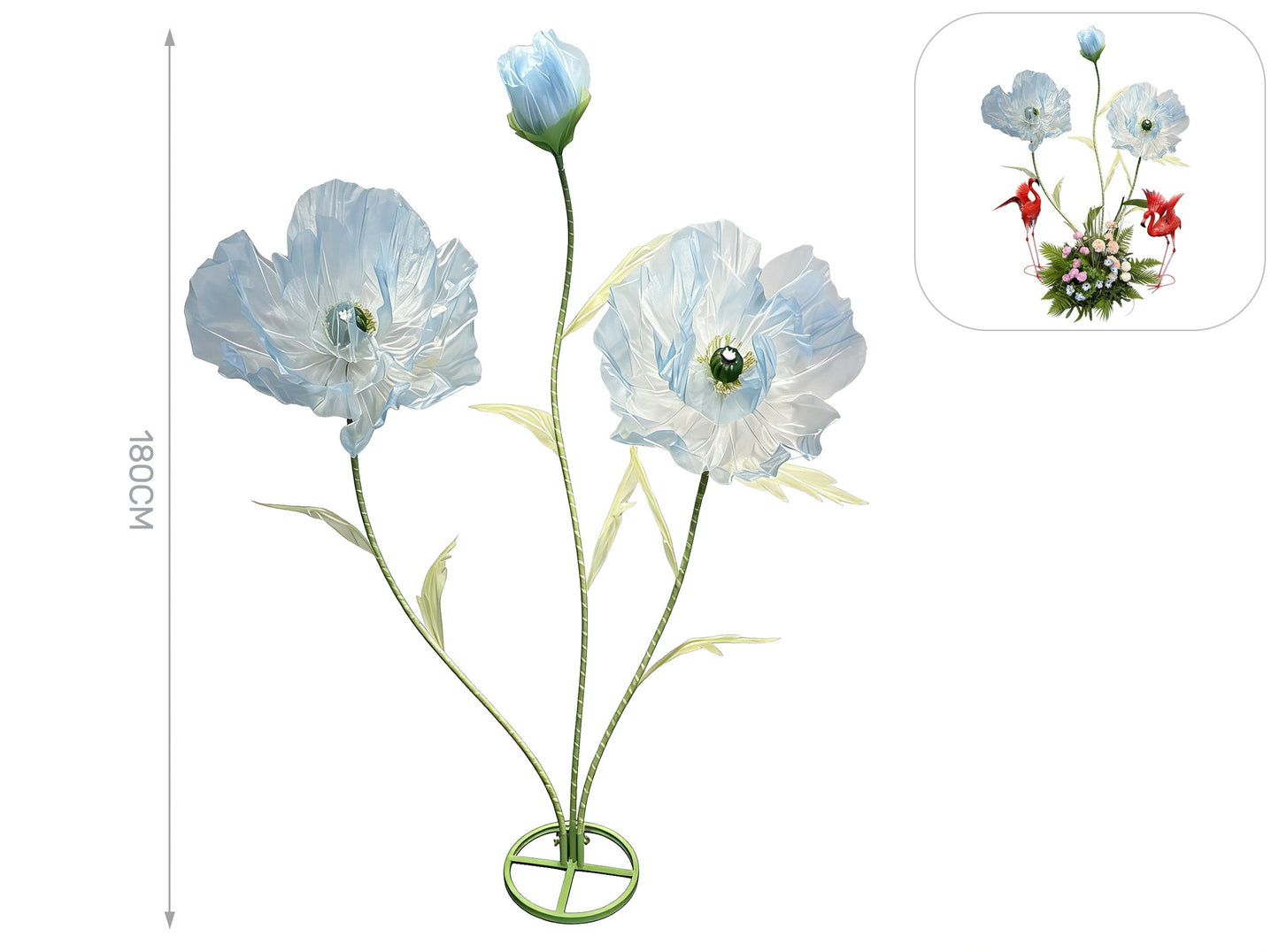 Fiore celeste e bianco in tulle e metallo