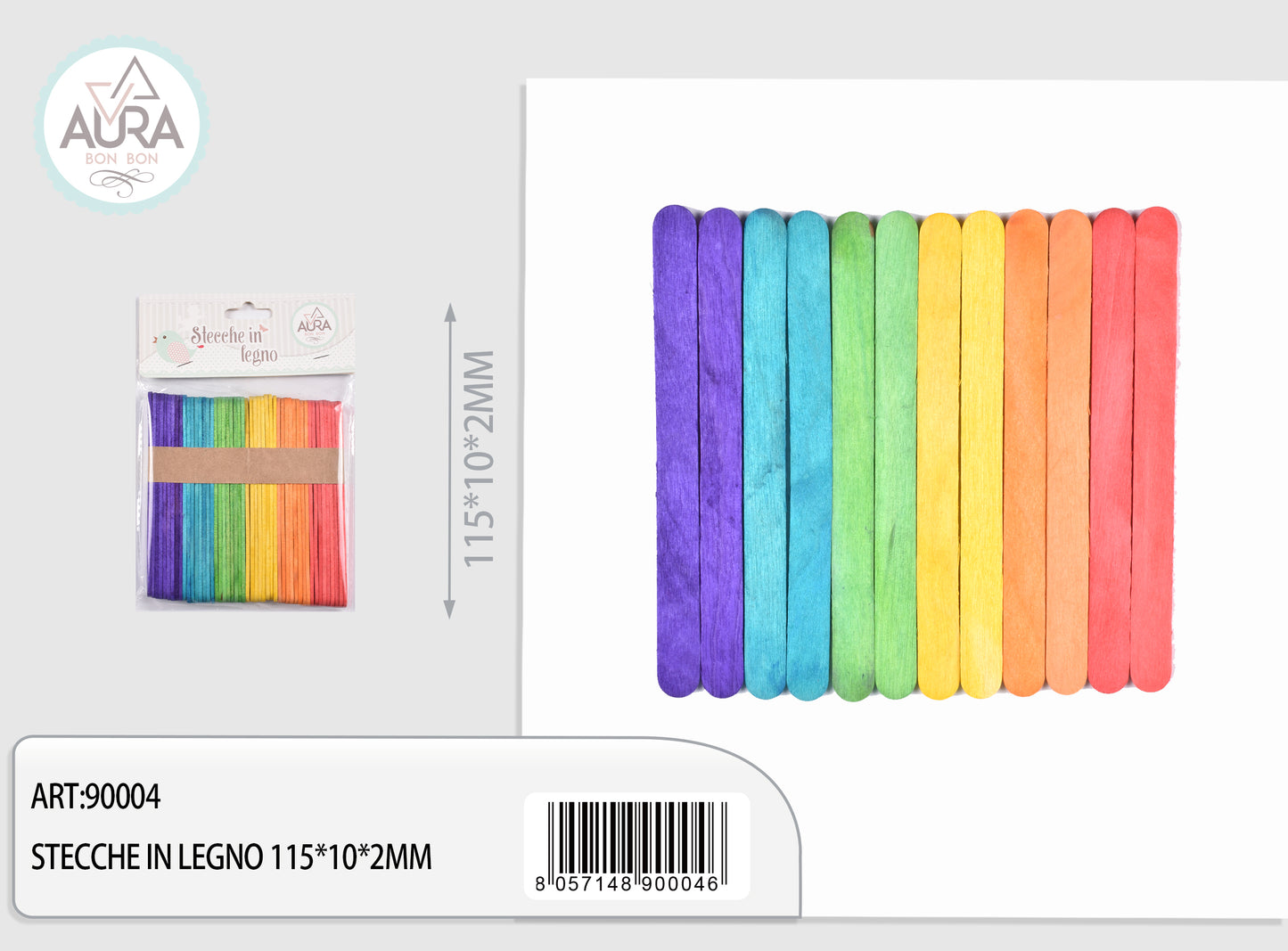 115x10.2mm multicolored wooden sticks