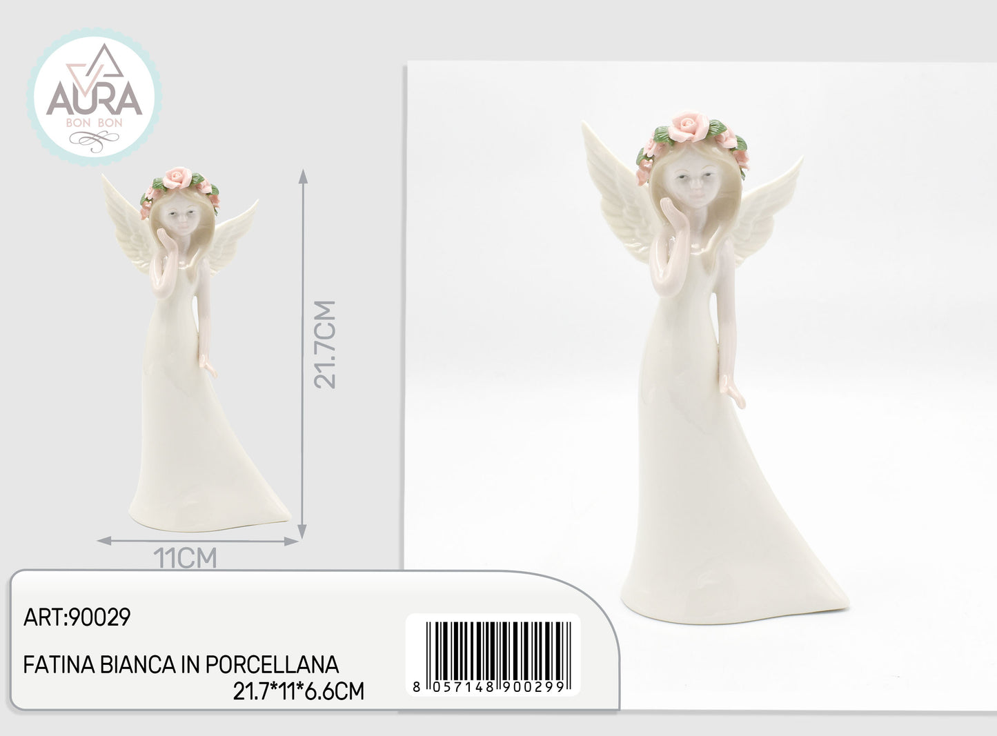 fatina bianca in porcellana 21,7x11x6,6cm