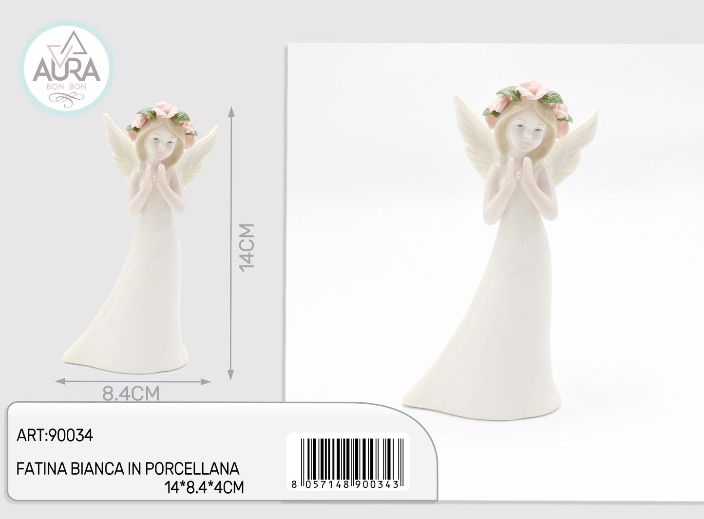 Fatina bianca in porcellana 14x8,4x4cm
