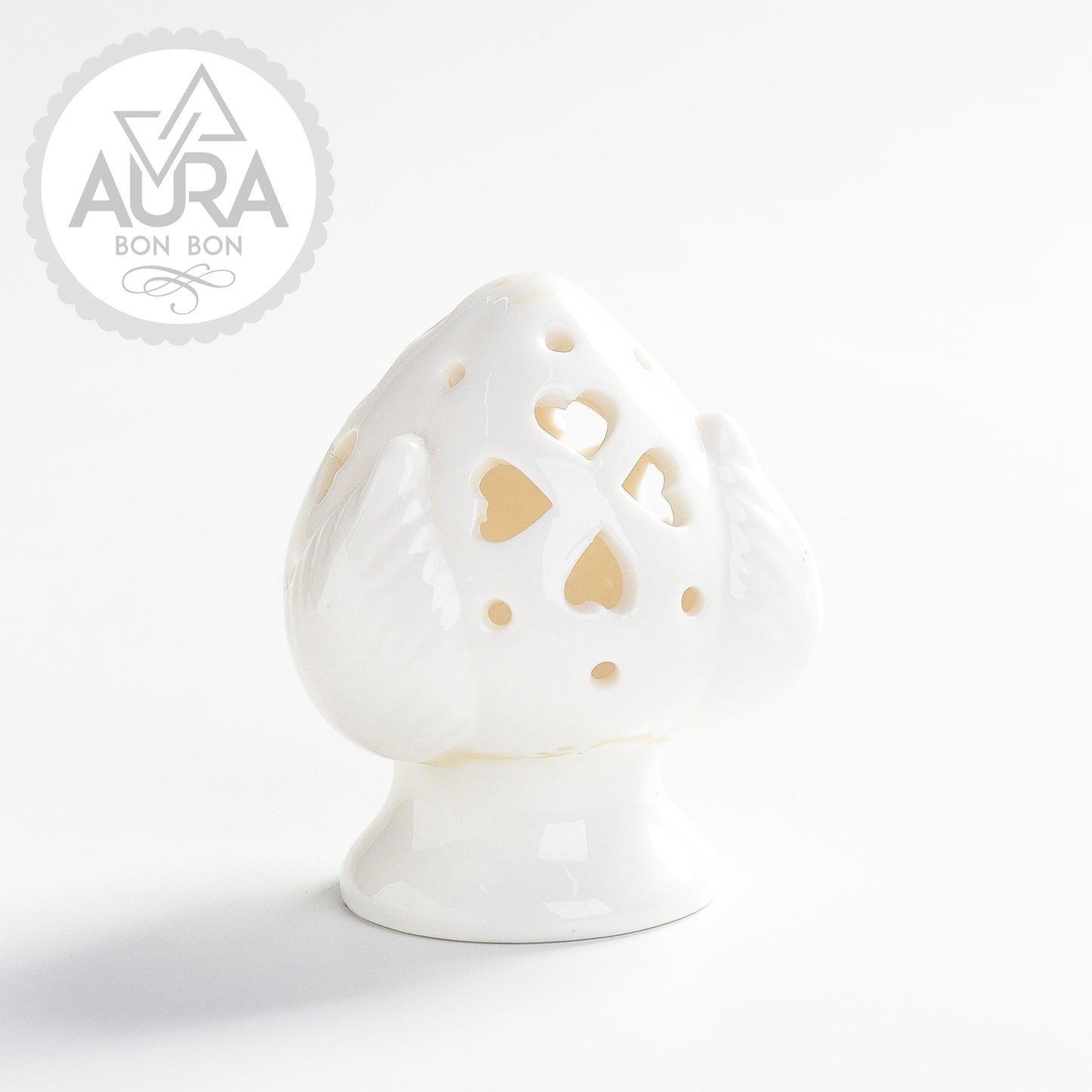 Pumo in porcellana bianca con luce 6,7x6,7x7cm (piccolo)