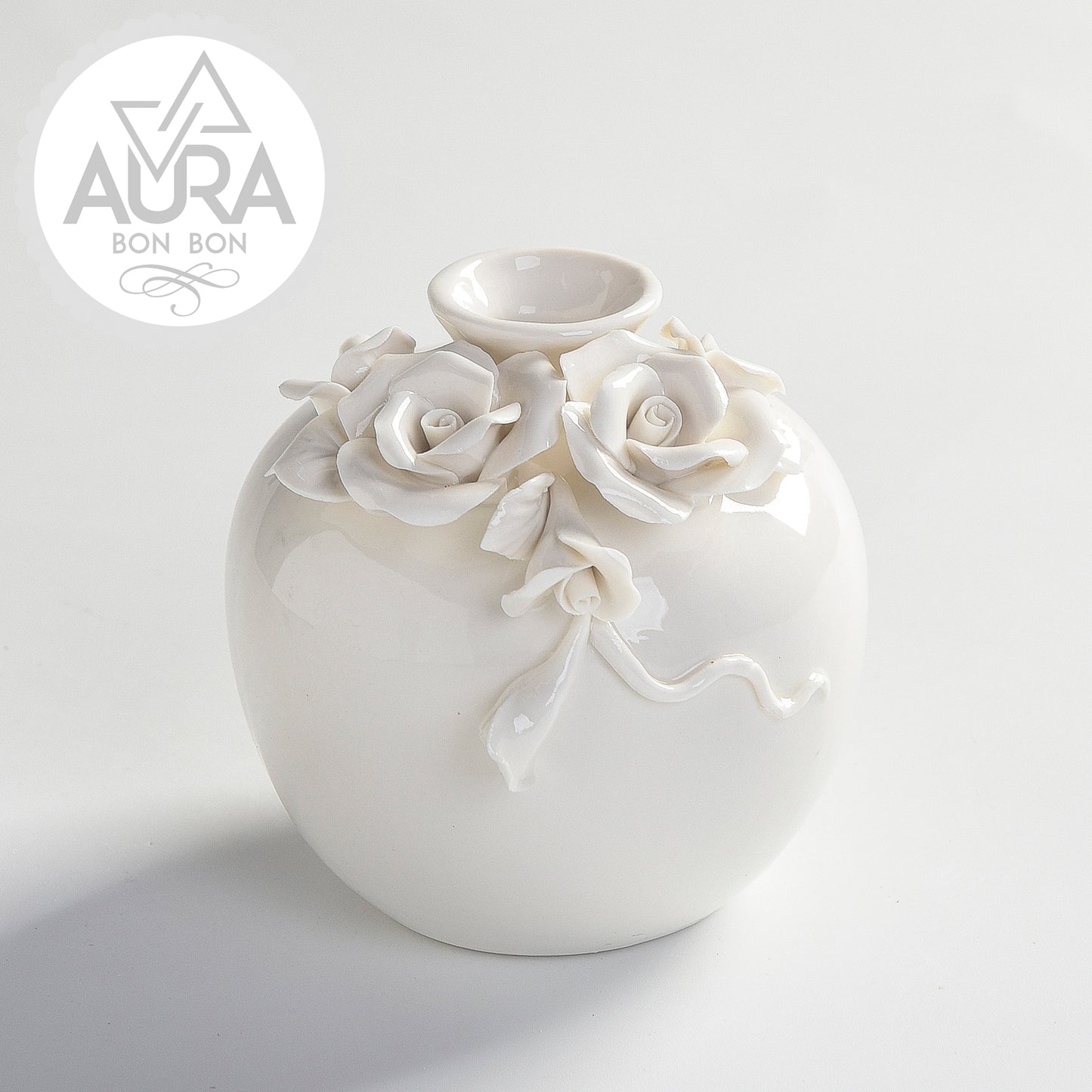 Diffusore floreale bianco 9,8x9,8x9,5cm