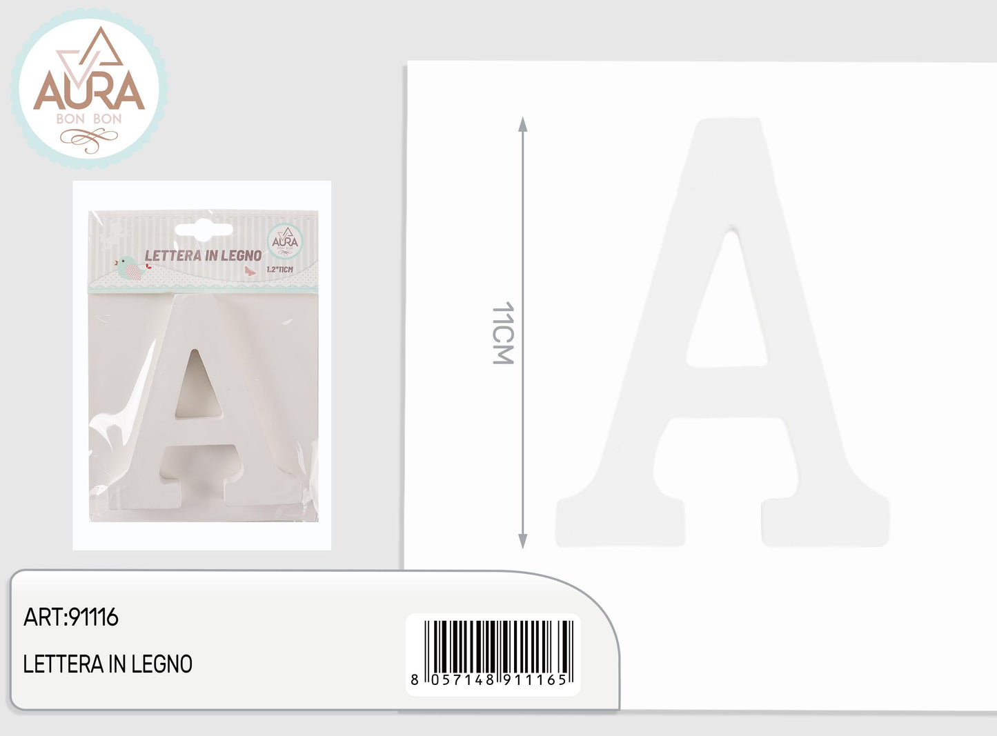 lettera in legno A 1,2x11cm bianco