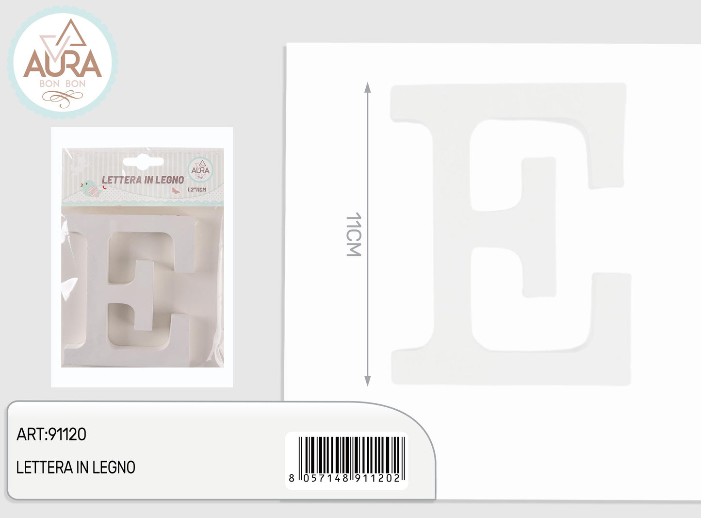 lettera in legno E 1,2x11cm bianco