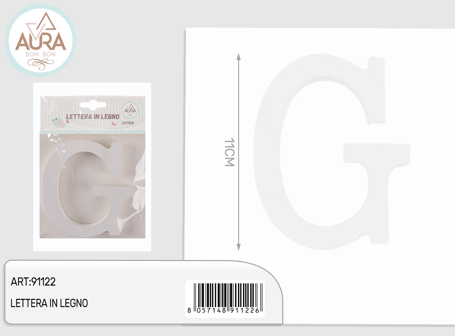 lettera in legno G 1,2x11cm bianco