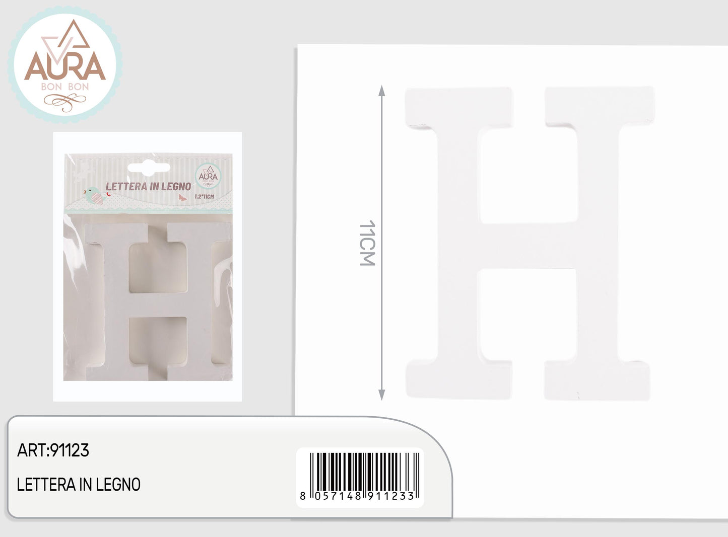 lettera in legno H 1,2x11cm bianco