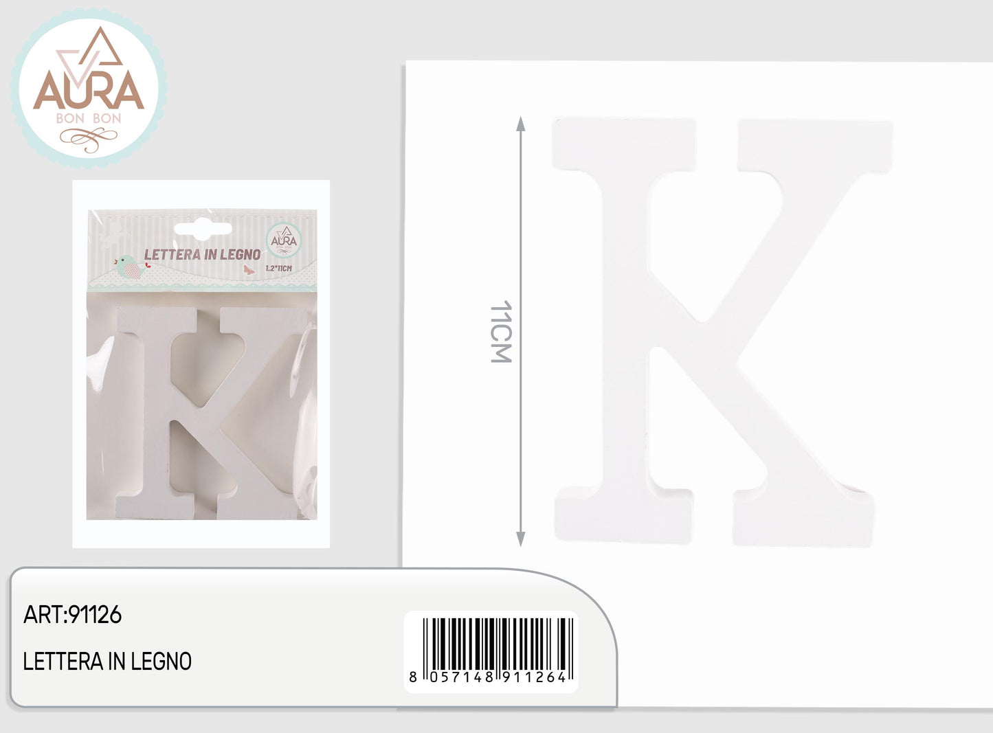 lettera in legno K 1,2x11cm bianco