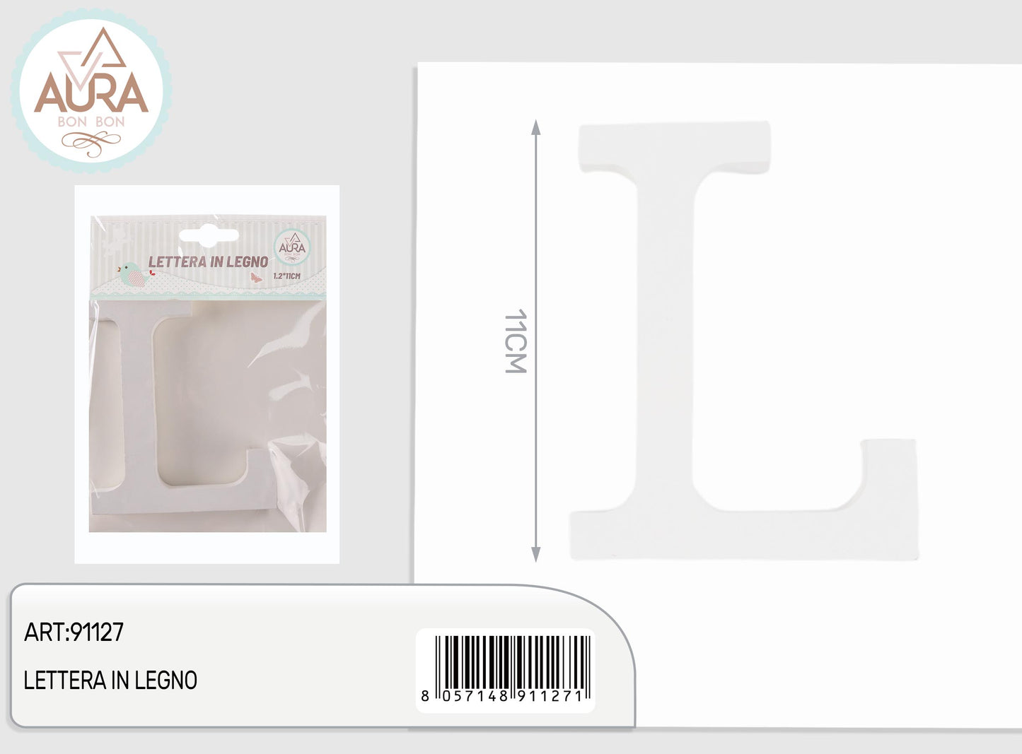 lettera in legno L 1,2x11cm bianco