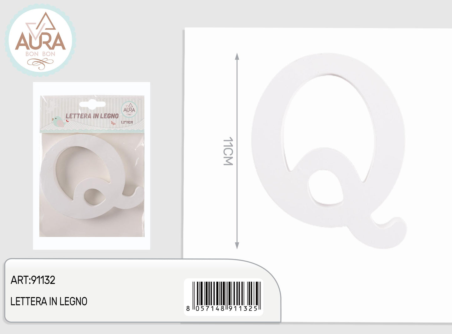 lettera in legno Q 1,2x11cm bianco