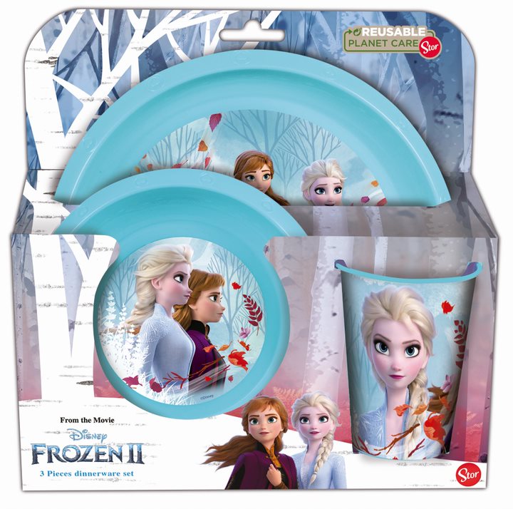 frozen 2 set 3 pz.piatti fondo + piano + Bicchiere