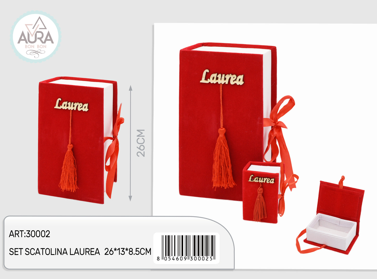 Set 12pz scatoline Laurea 26x13x8,5cm rosso