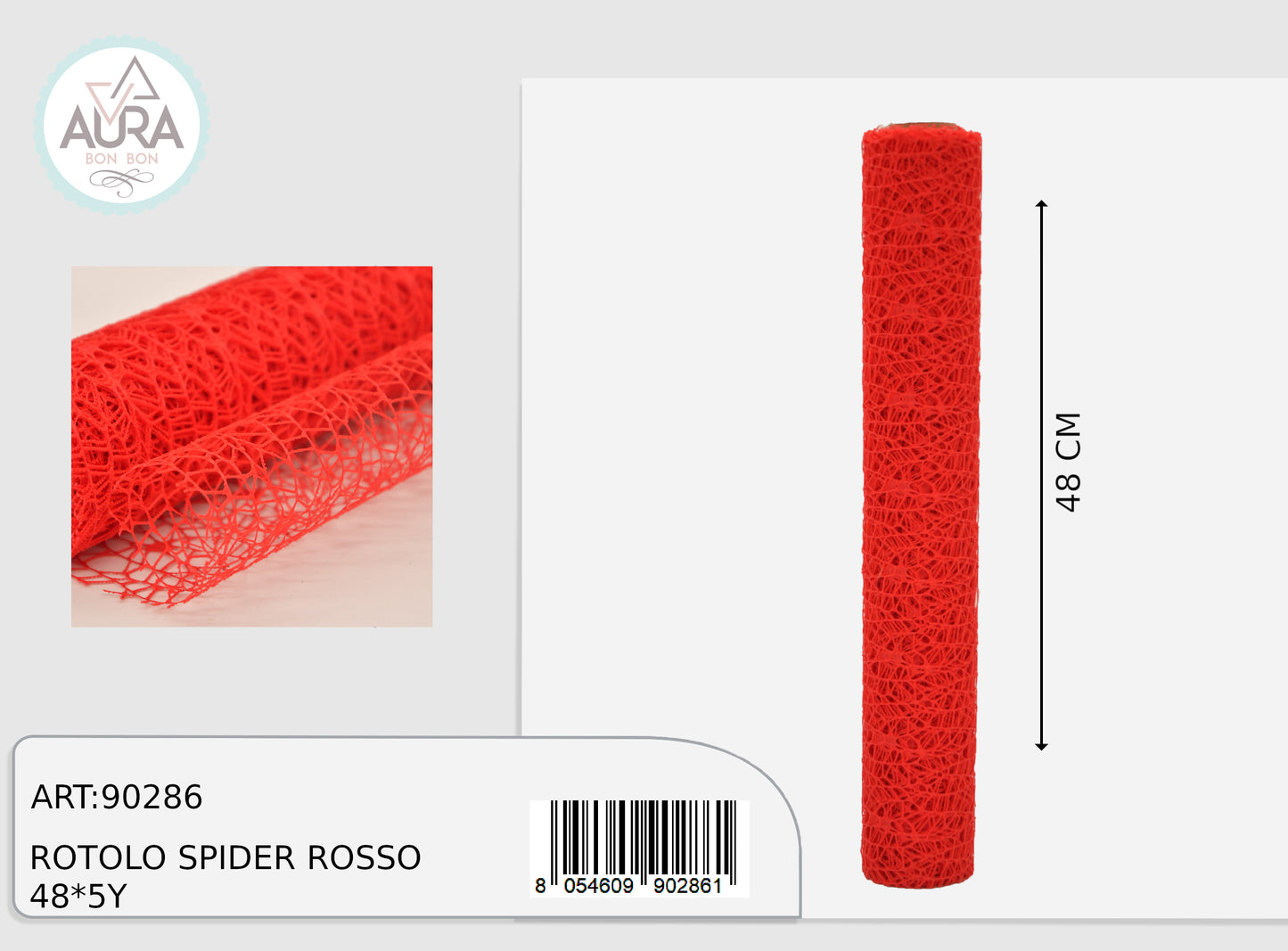 rotolo organza spider 48cmx5y rosso
