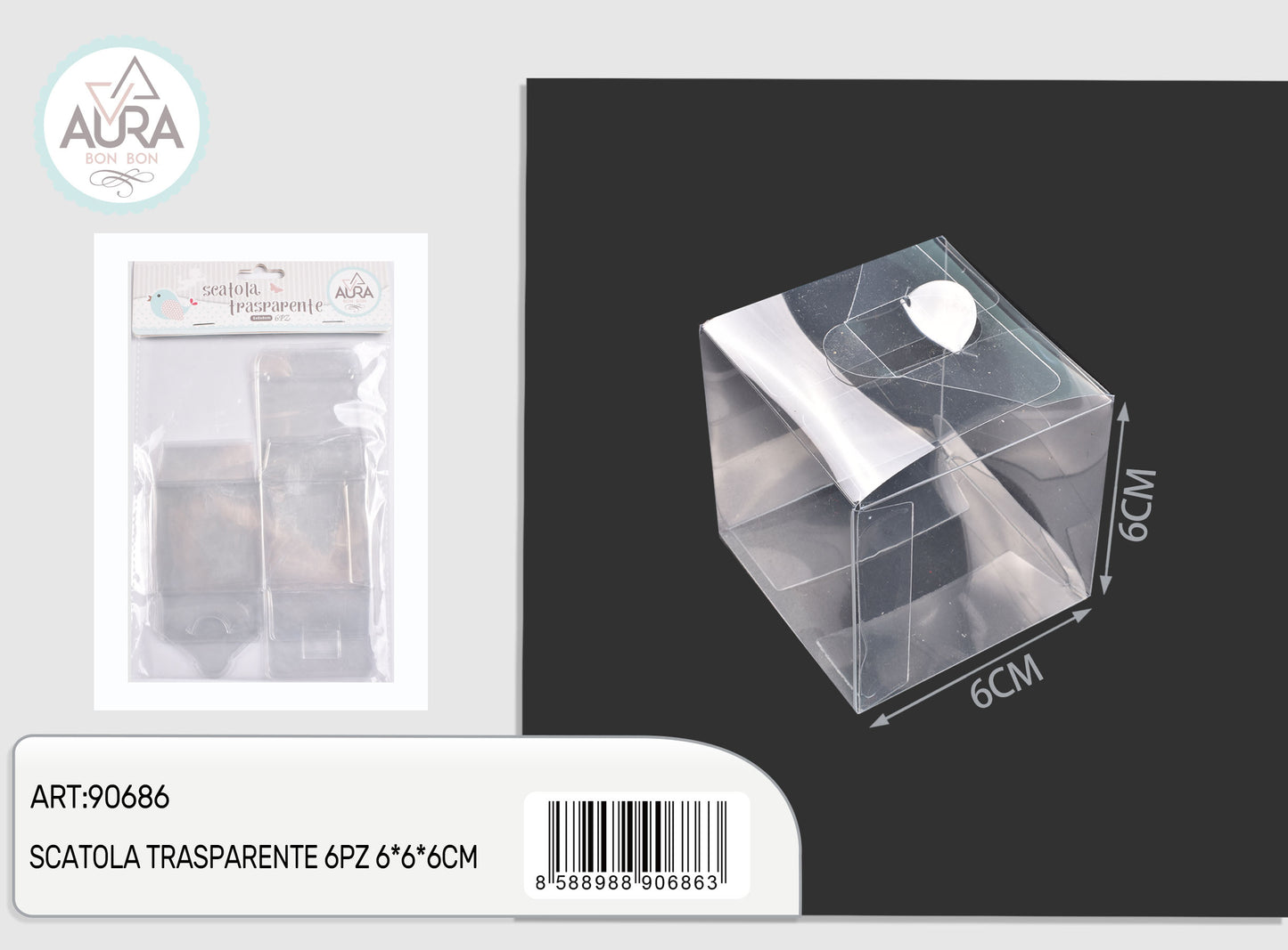 transparent box 6pcs 6x6x6cm