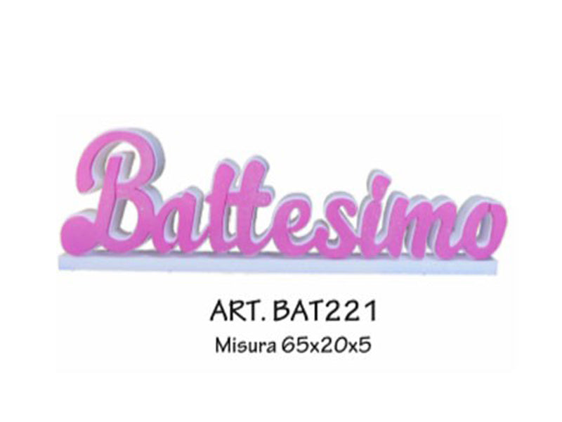 Scritta battesimo rosa