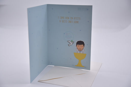 Biglietto di auguri per Prima Comunione bimbo