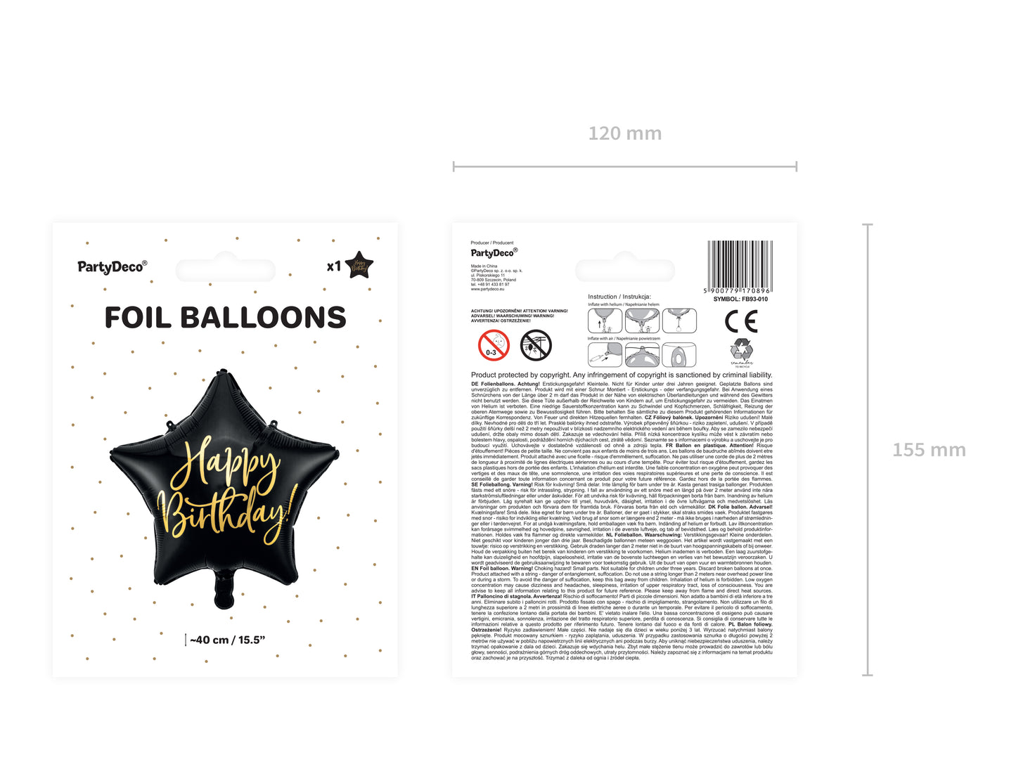 Palloncino in foil a forma di stella Happy Birthday 18inch/40cm