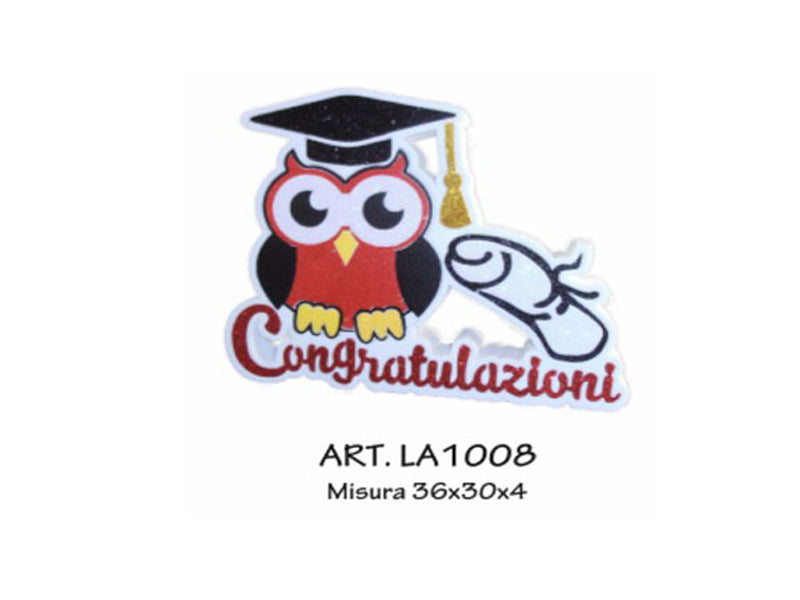 gufo congratulazioni 36x30cm