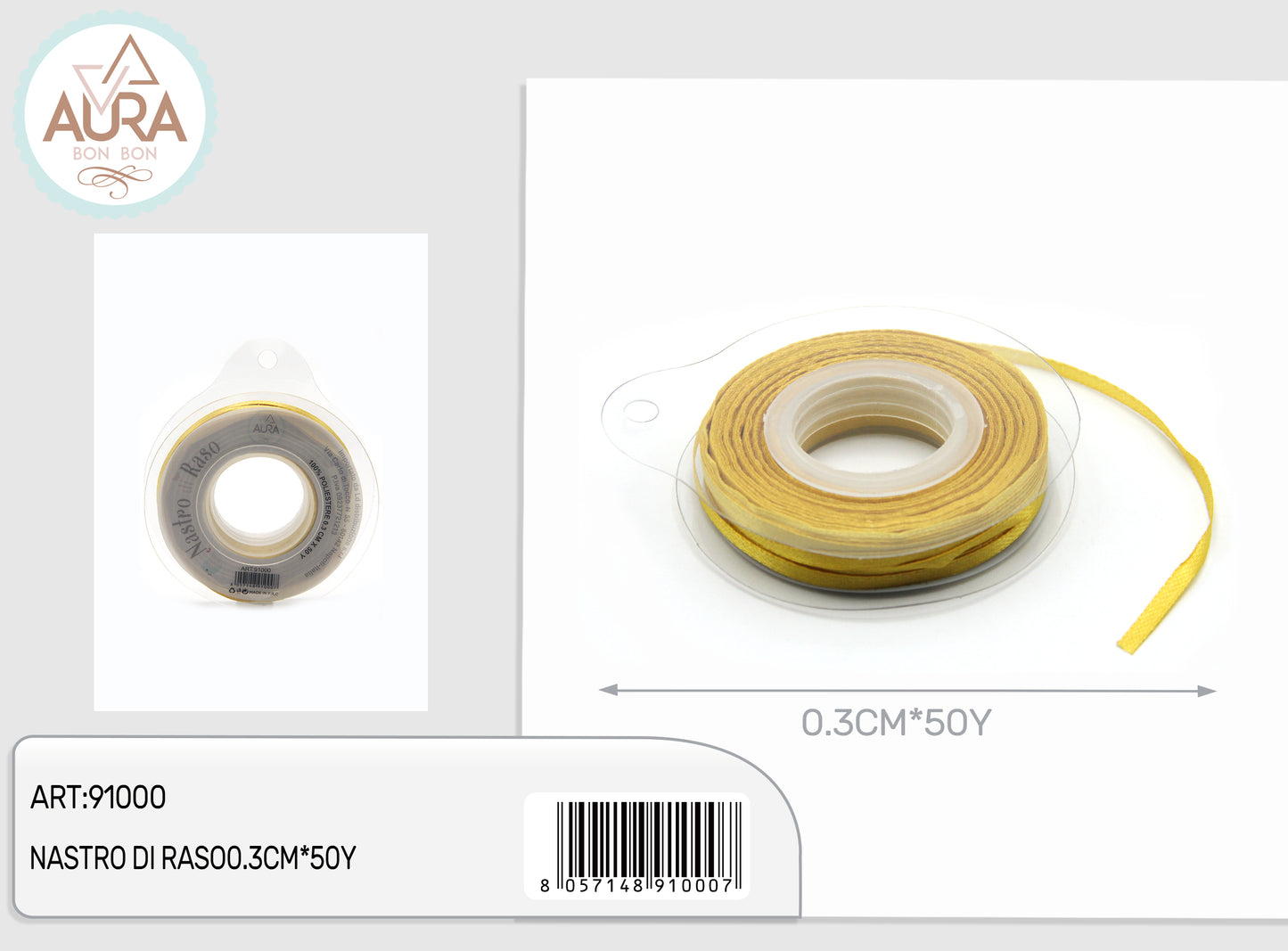 Nastro di raso 0,3cmx50y oro