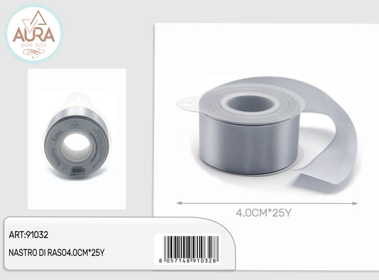 Nastro di raso 4cmx25y argento