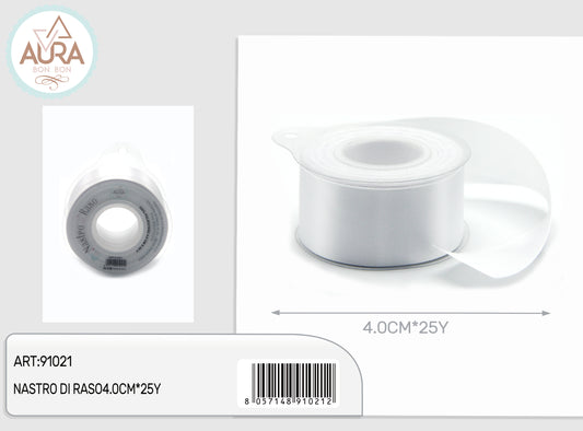 Nastro di raso 4cmx25y bianco