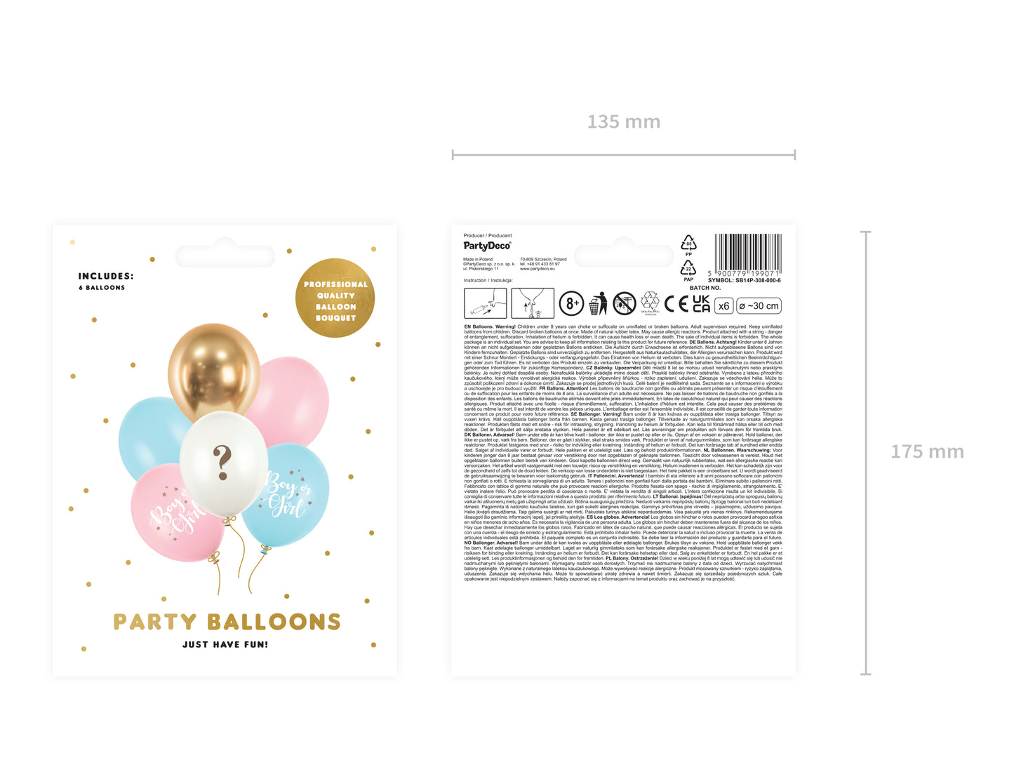 Balloons 30 cm Boy or Girl mix 6pz