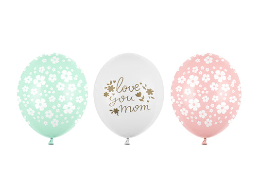 Palloncini in lattice 30cm "love you mom" assortiti 50pz