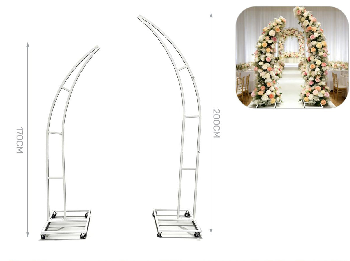 Set 2 staffe in metallo bianco con ruote Aura