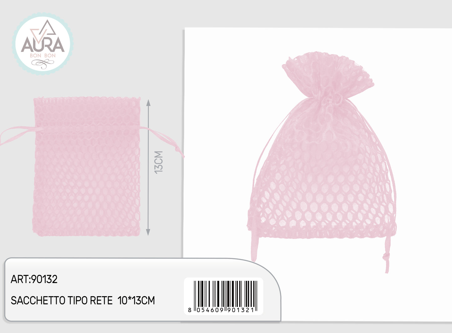 Sacchetto rete rosa 10x13cm